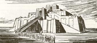 artist's rendering of ziggurat at Ur